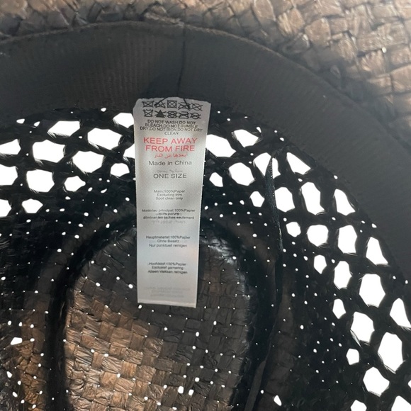 PrettyLittleThing Black Weave Heart Detail Cowboy Hat NWT One Size - Picture 9 of 10